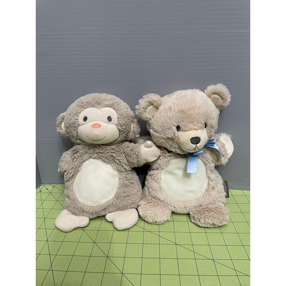 Demdaco Bear & Monkey Plush Puppet Set Pretend Play Preschool Homeschool